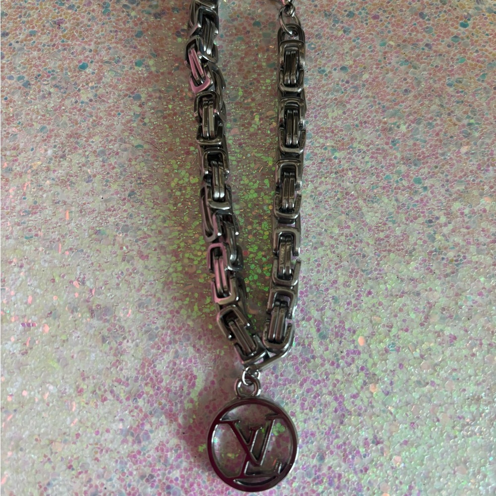 Upcycled Silver Chain Necklace with Pendant